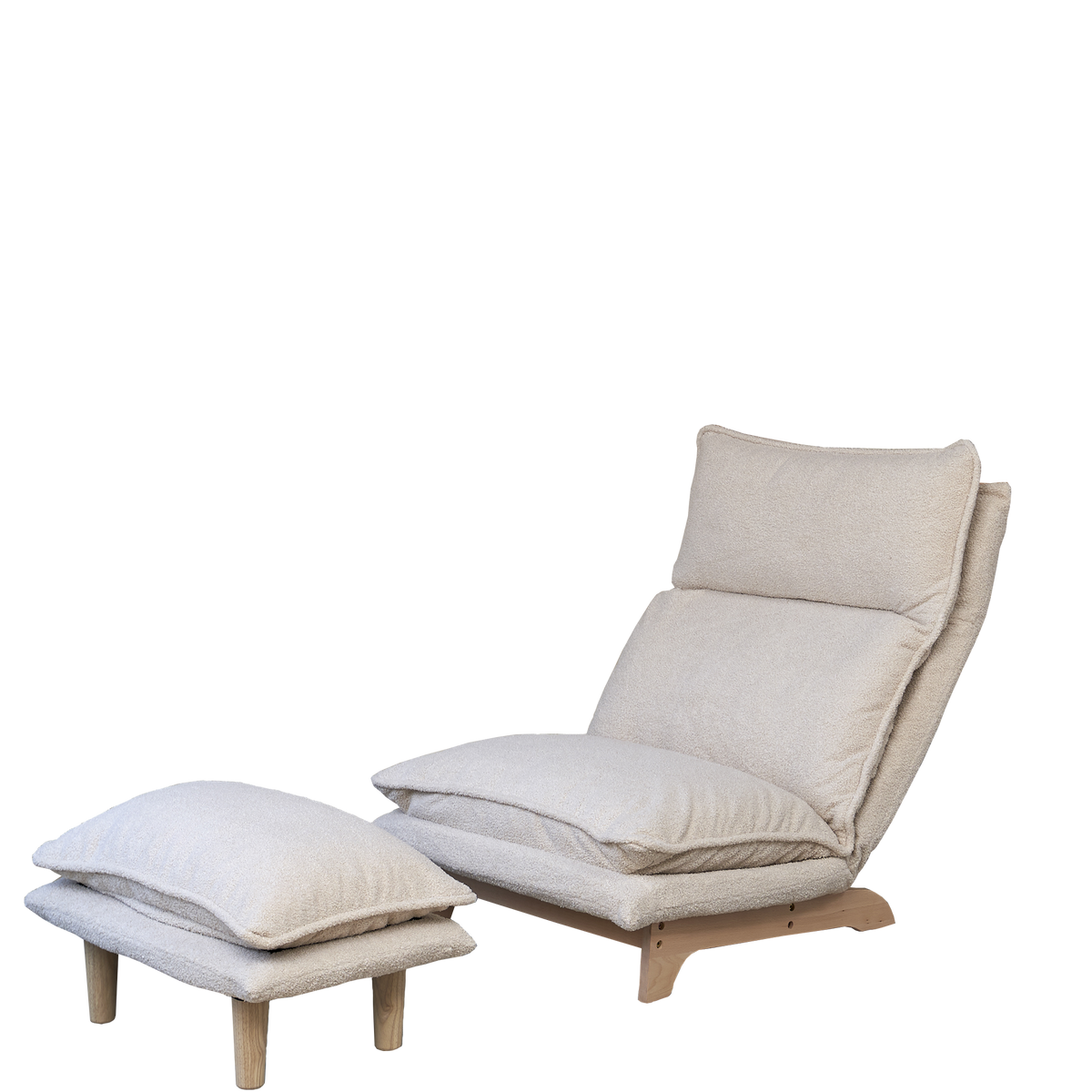 Full product view of Reclining Lounge Chair Convertible Sleeper Beige Metal