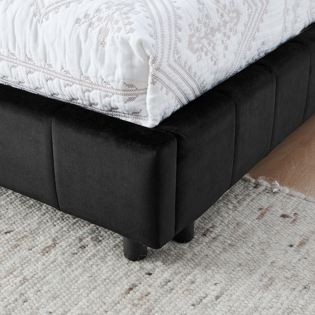 Additional product detail of Bed Frame Modern Supportive Frame Black Velvet Full Size