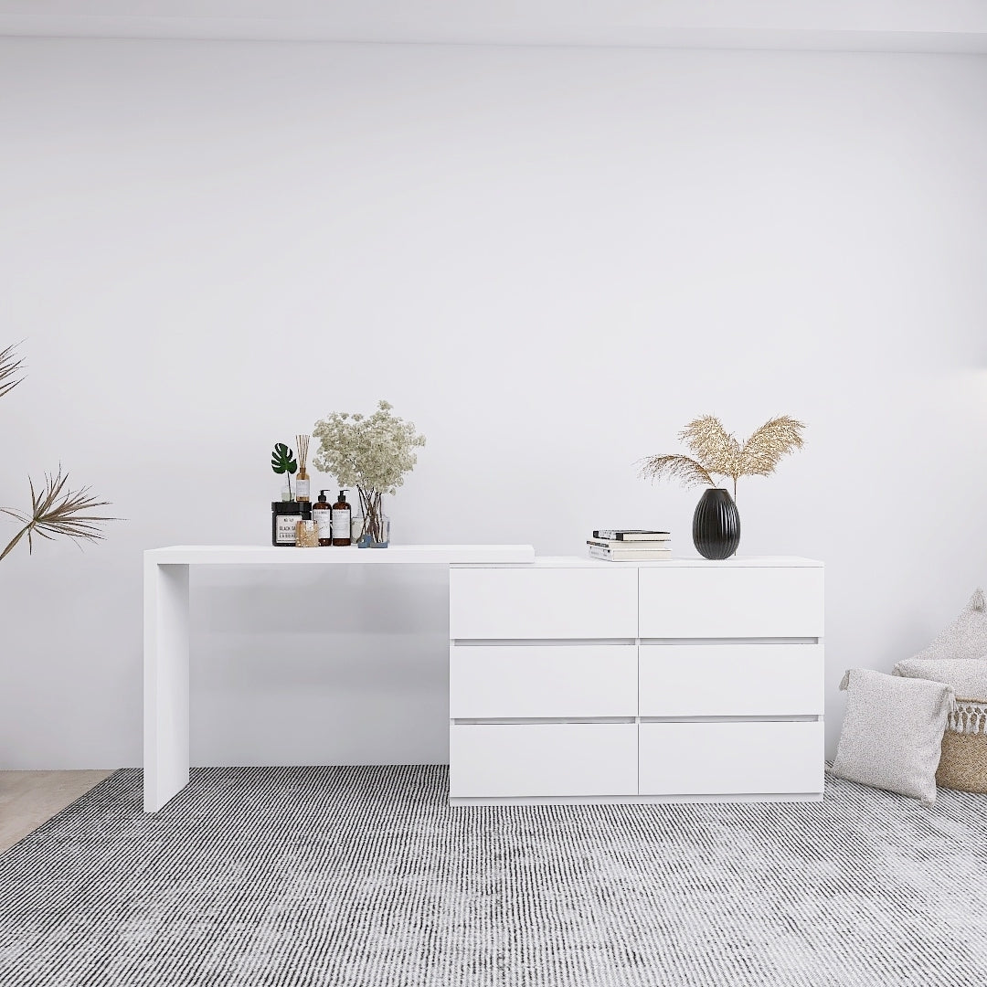 Chest of Drawers 6-Drawer Storage White Engineered Wood in a modern home interior