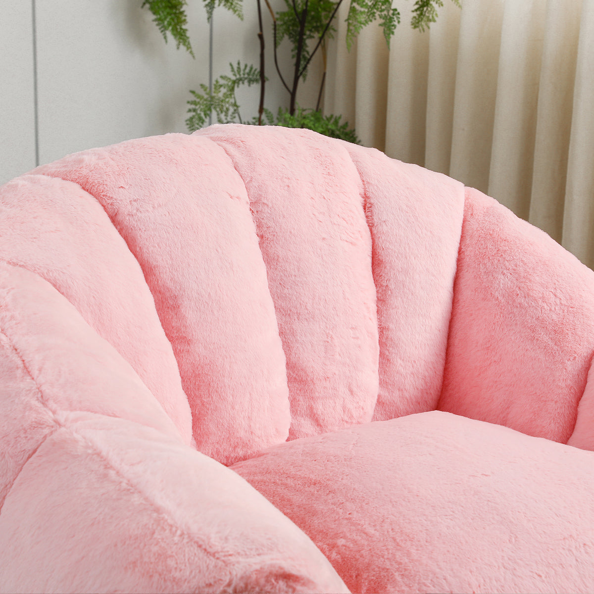 Additional view of Bean Bag Chair Oversized Seating Pink Faux Fur