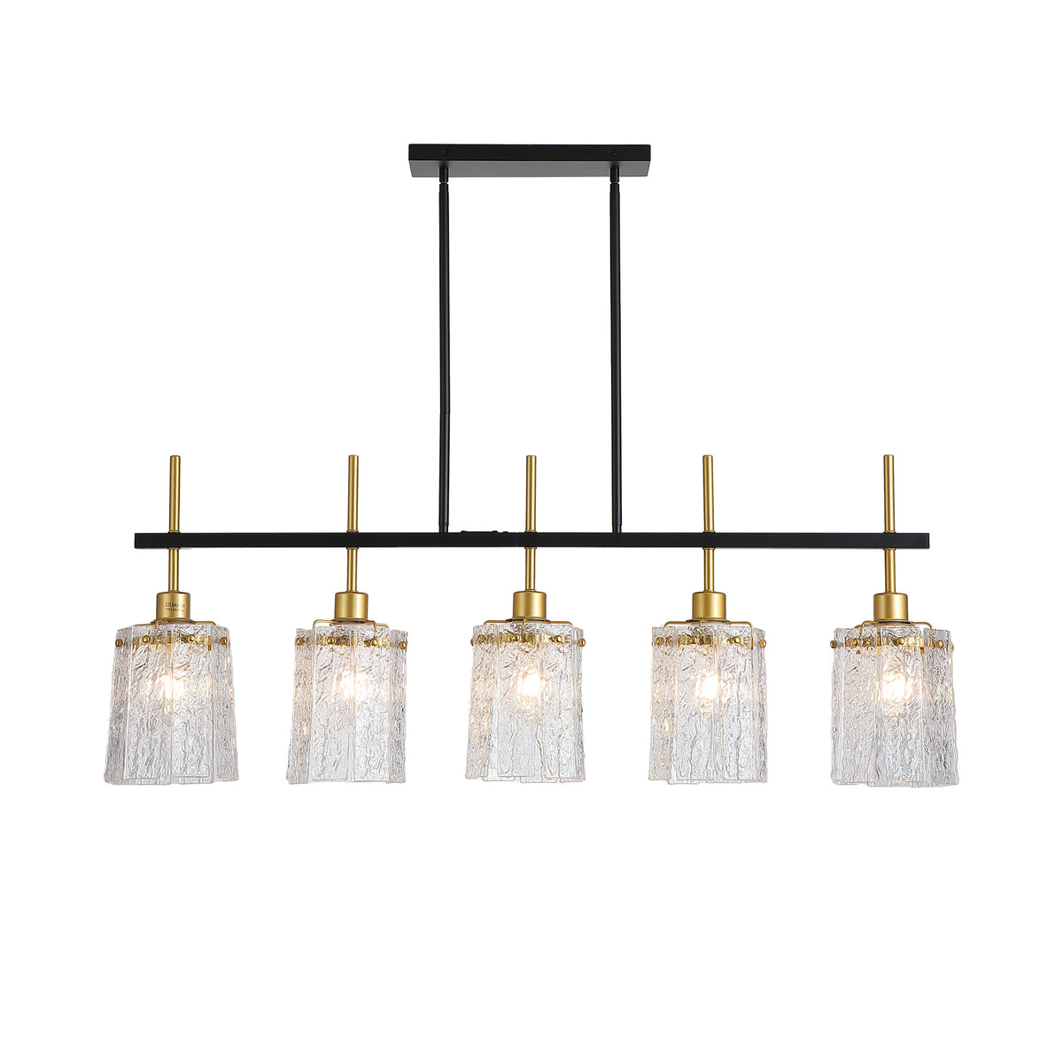 Full product view of Chandelier Farmhouse 5-Light Fixture Black & Gold Glass & Metal