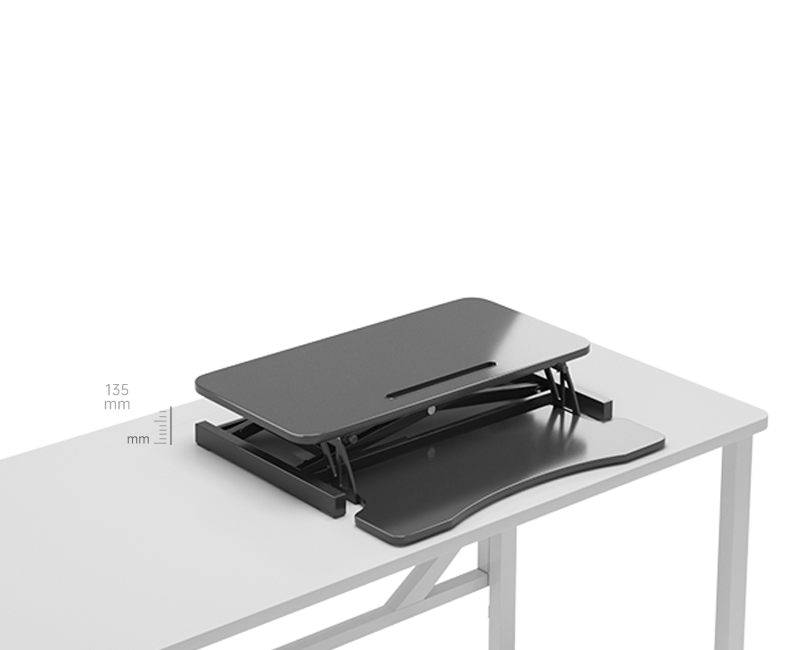 Full product view of Standing Desk Converter Height Adjustable Black MDF & Metal