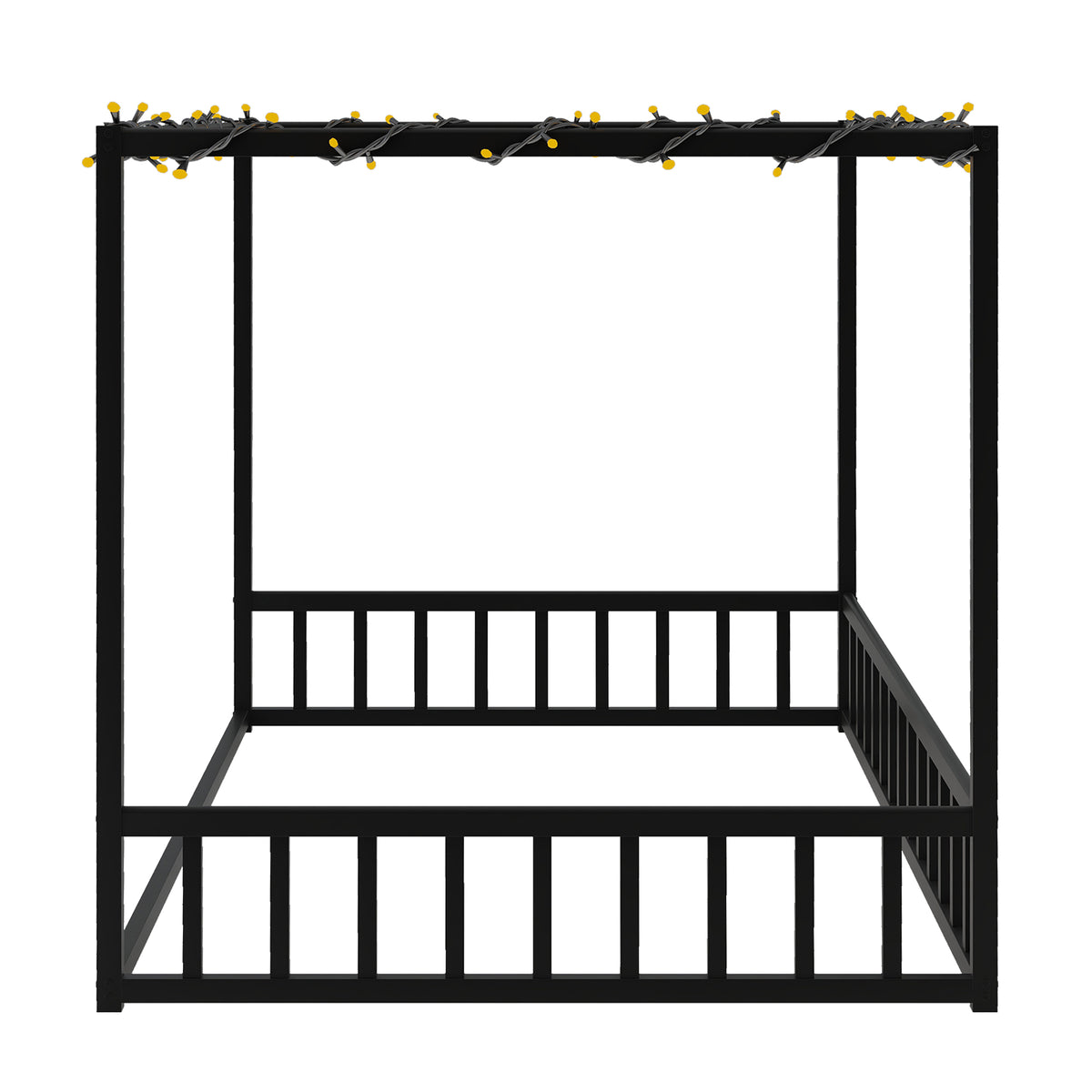 Additional product detail of Bed Frame Modern Guardrails Black Iron Full Size Bedroom