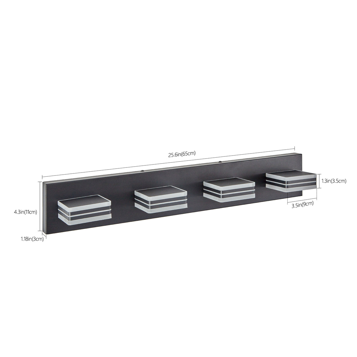 Additional view of Vanity Light Modern 4-Light LED Black Iron & Acrylic