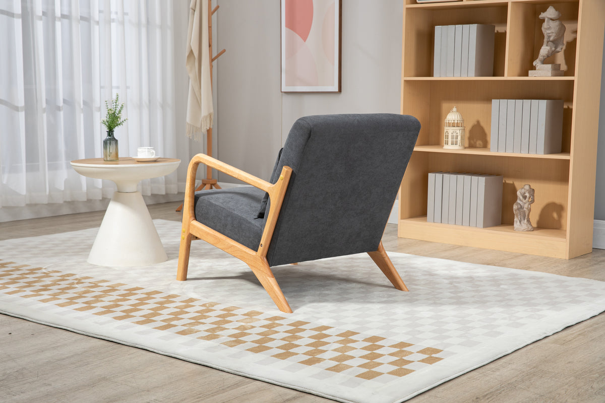 Design feature view of Accent Chair Waist Cushion Antique Gray Wood