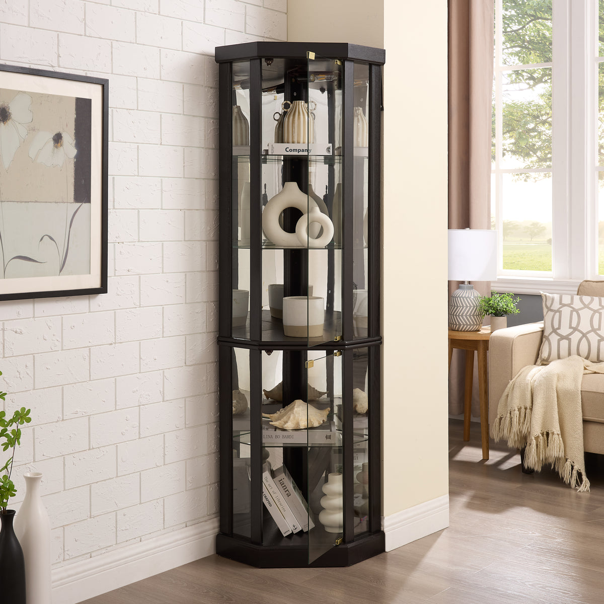 Additional view of Display Cabinet LED Display Storage Black Glass