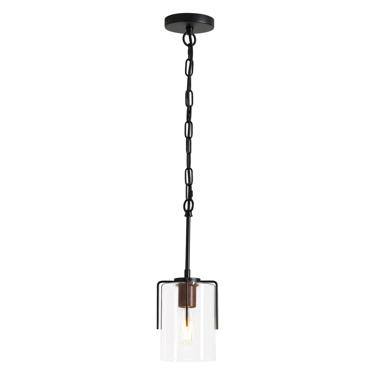 Alternate angle of Pendant Light Farmhouse Clear Glass Shade Black Glass