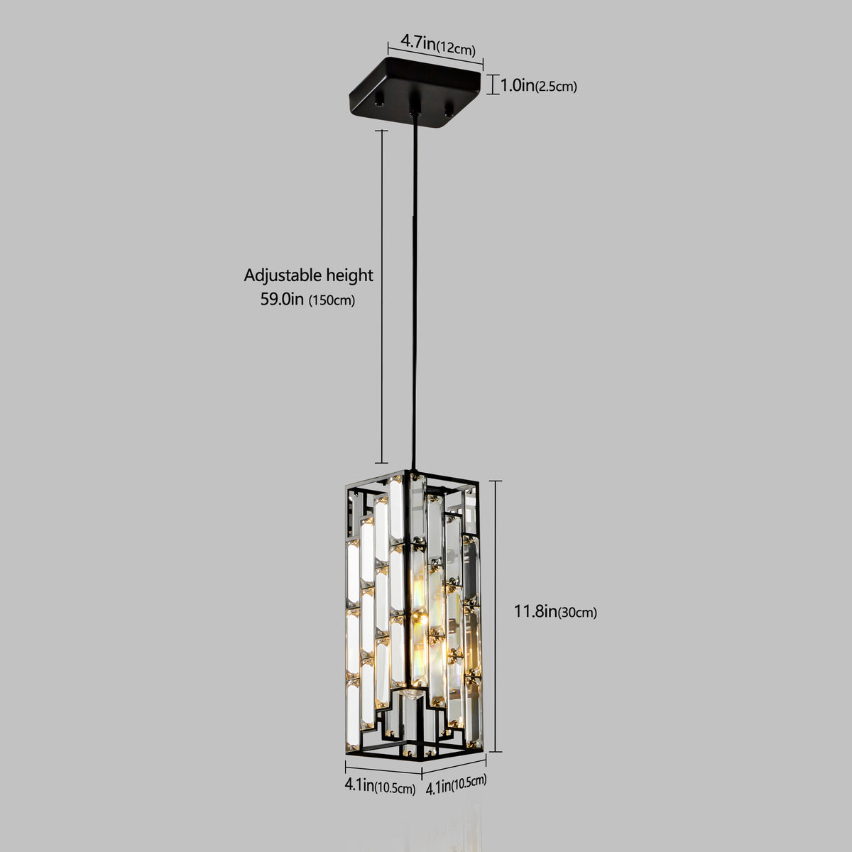 Additional product detail of Pendant Light 3-Pack Crystal Set Black Crystal & Metal