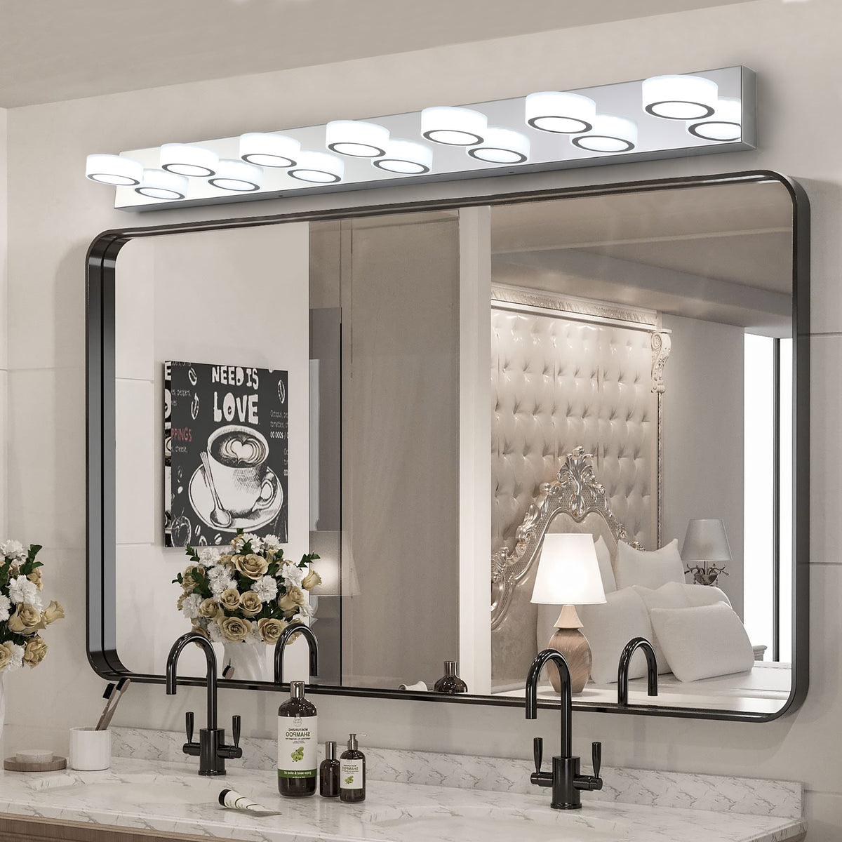 Full product view of Vanity Light Modern 7-Light LED Chrome Acrylic