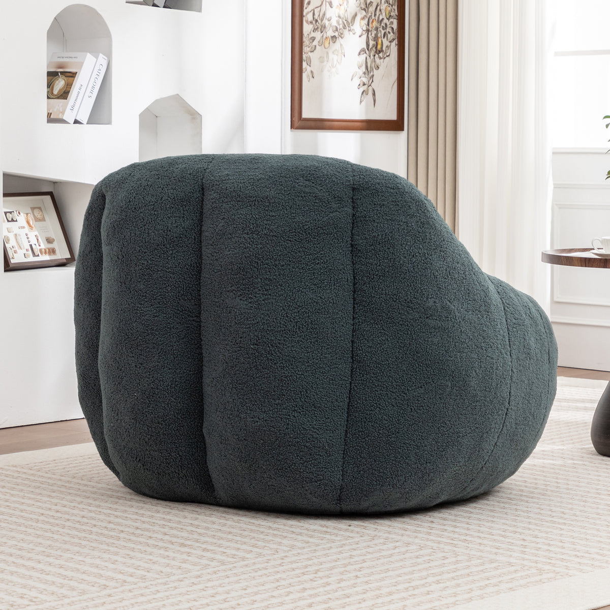 Additional product detail of Bean Bag Chair Tufted Memory Foam Green Teddy Fabric