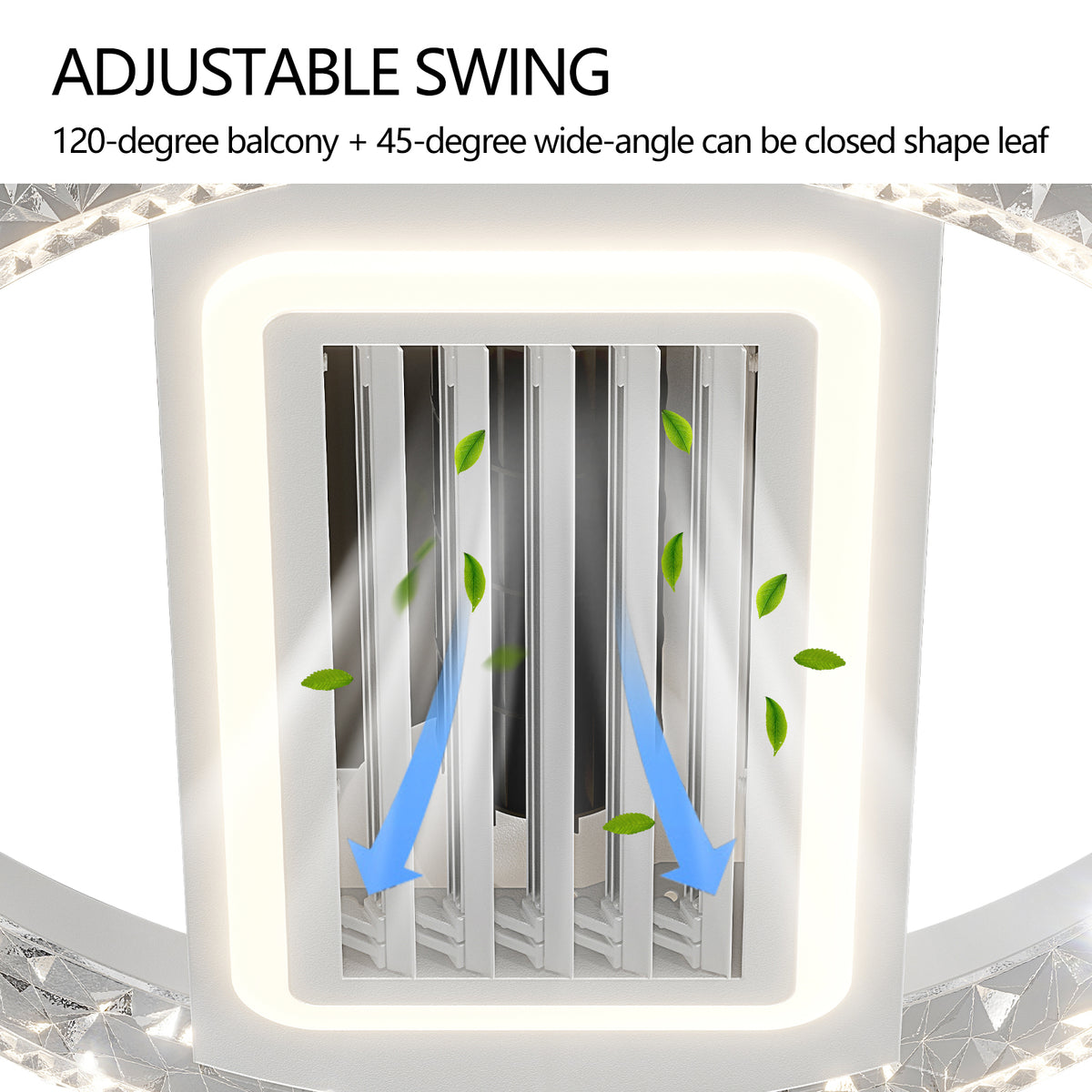 Construction and detail view of Ceiling Fan Light 6-Speed Remote Control White Acrylic & Iron