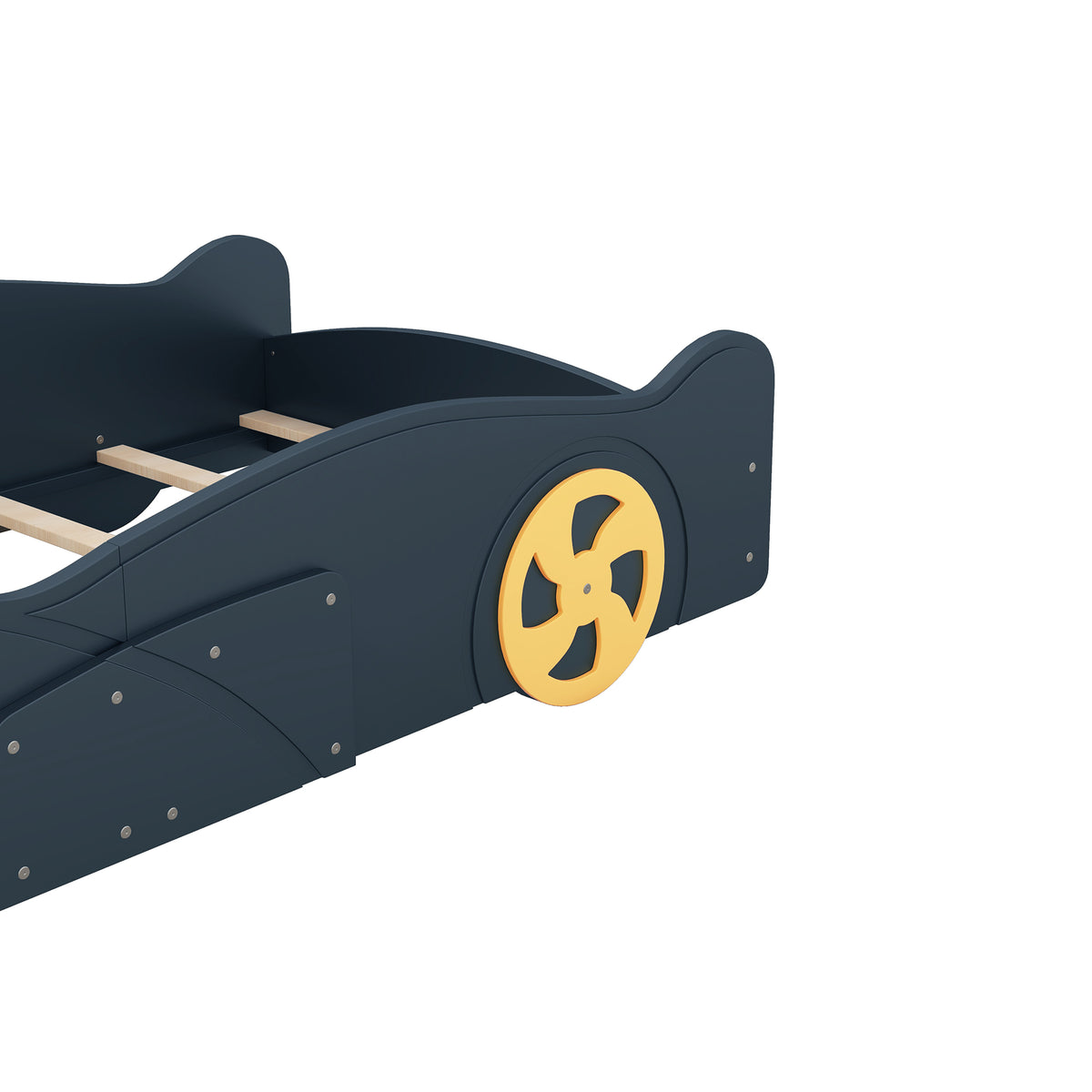 Additional view of Platform Bed Frame Race Car Storage Dark Blue Solid Wood & MDF Twin Size