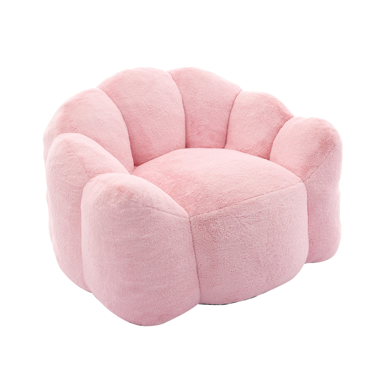 Additional view of Bean Bag Chair Compressed Foam Pink Faux Fur