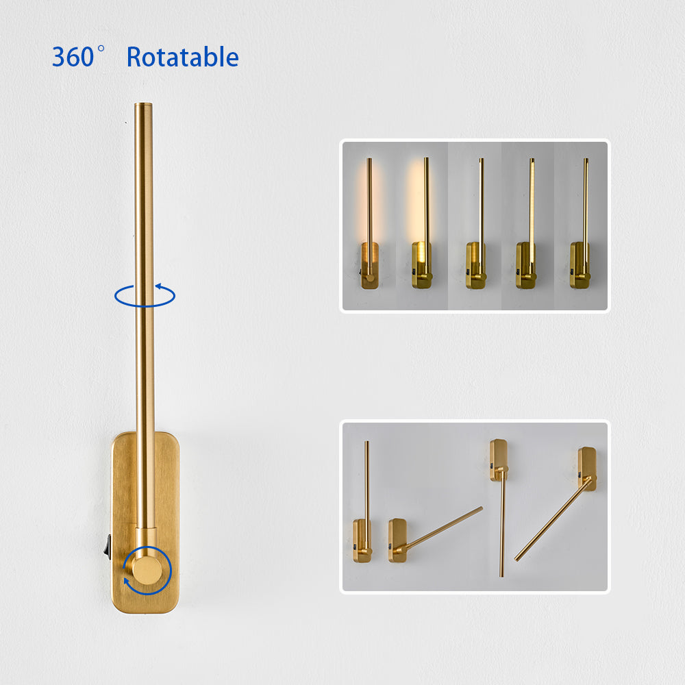 Construction and detail view of Wall Sconce Remote Control Gold Iron