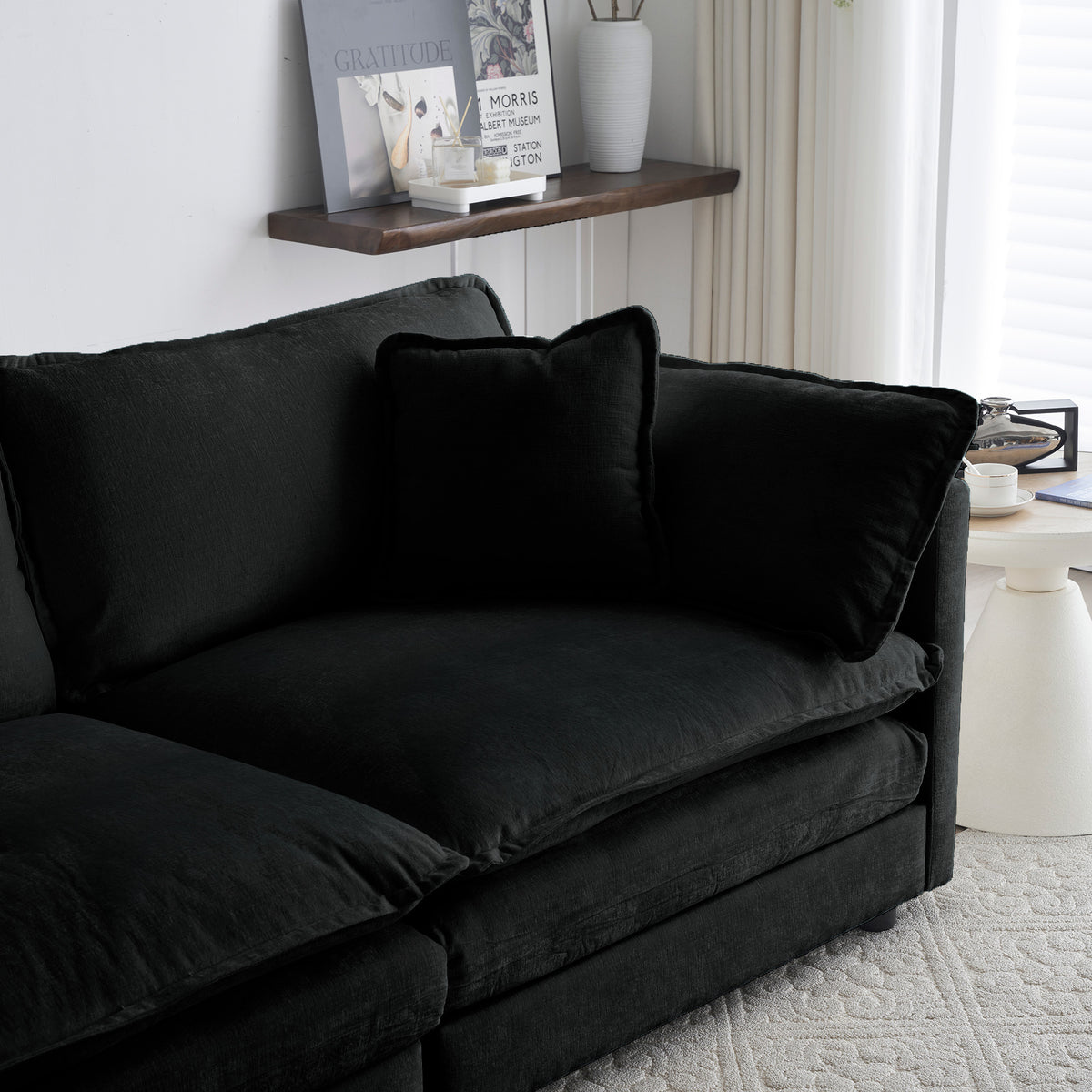 Additional product detail of Ottoman Cushioned Footrest Black Chenille