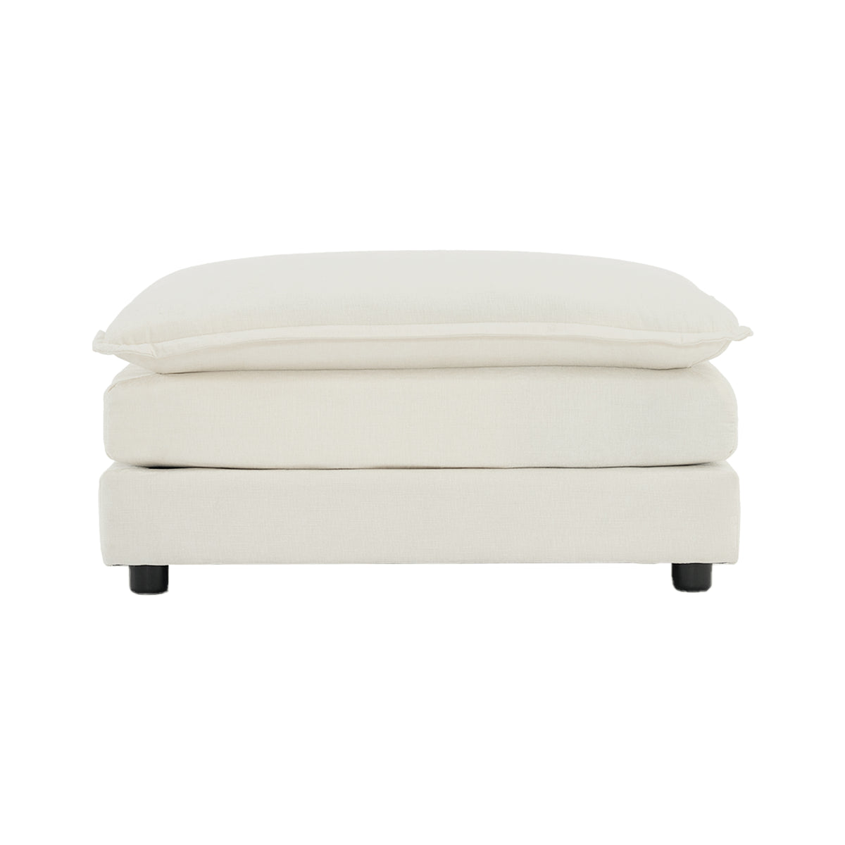 Full product view of Ottoman Cushioned Footrest White Chenille