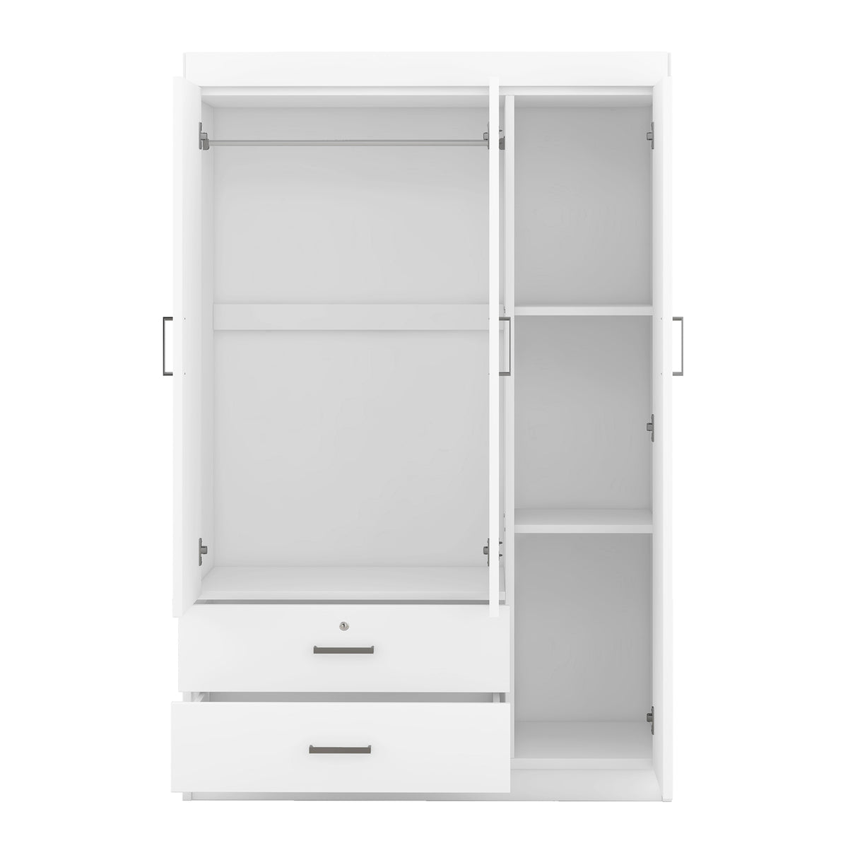 Additional view of Mirrored Wardrobe 3-Door Mirrored Storage White Plywood