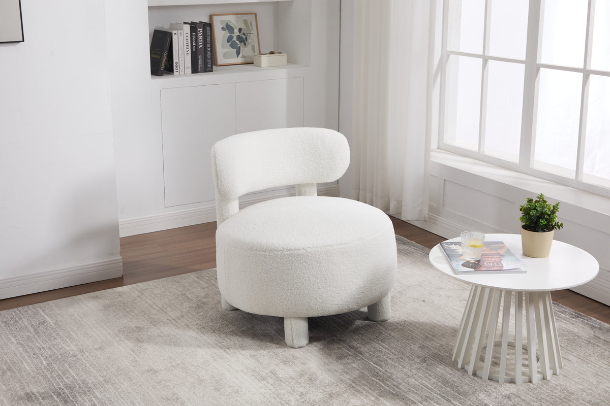 Additional view of Accent Chair Cushioned Seating White Teddy Fabric