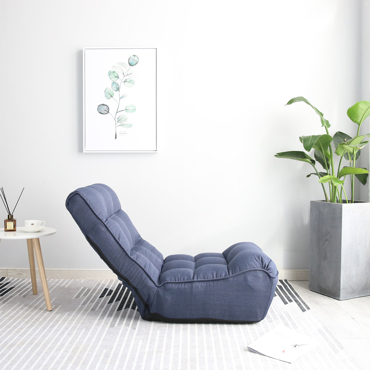 Alternate angle of Accent Chair Modern Reclining Navy Metal
