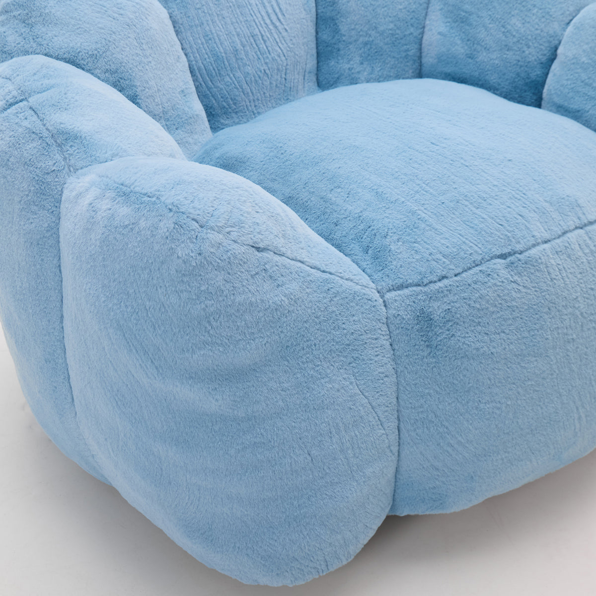 Additional view of Bean Bag Chair Compressed Foam Blue Faux Fur