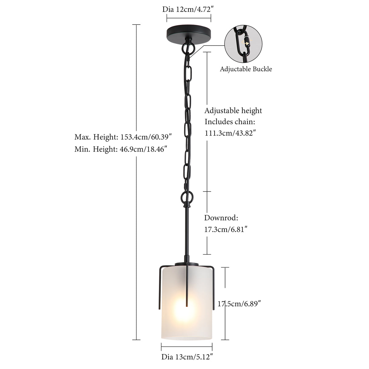 Close-up detail of Pendant Light Modern Adjustable Pendant White Glass