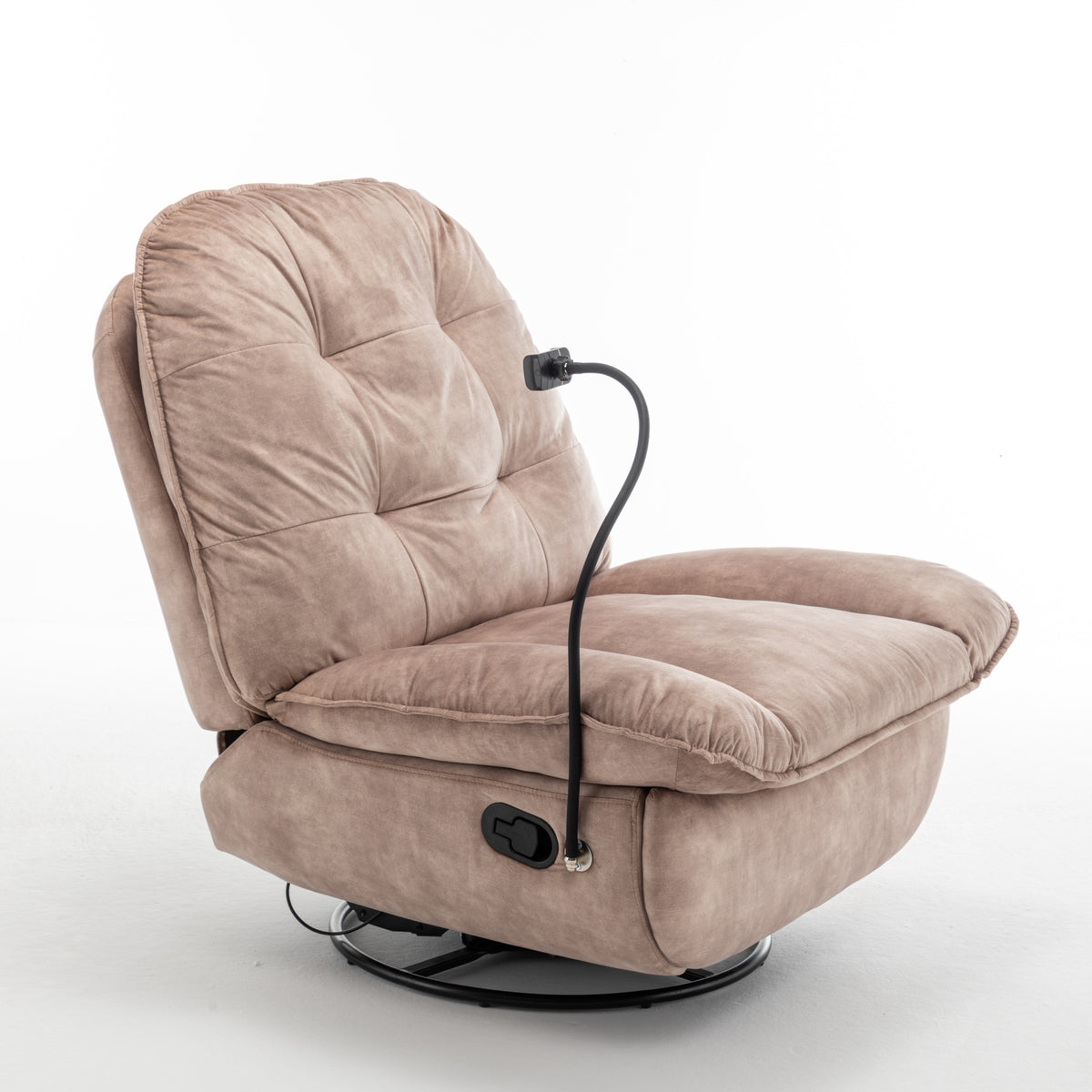Full product view of Lounge Chair Reclining Natural Brown Velvet