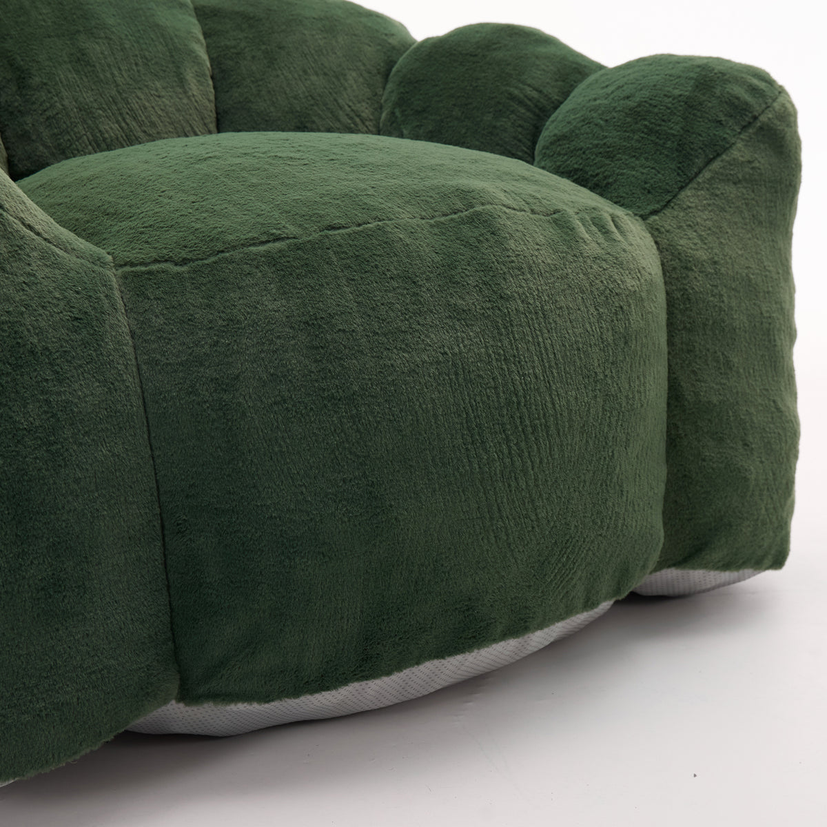Design feature view of Bean Bag Chair Compressed Foam Green Faux Fur
