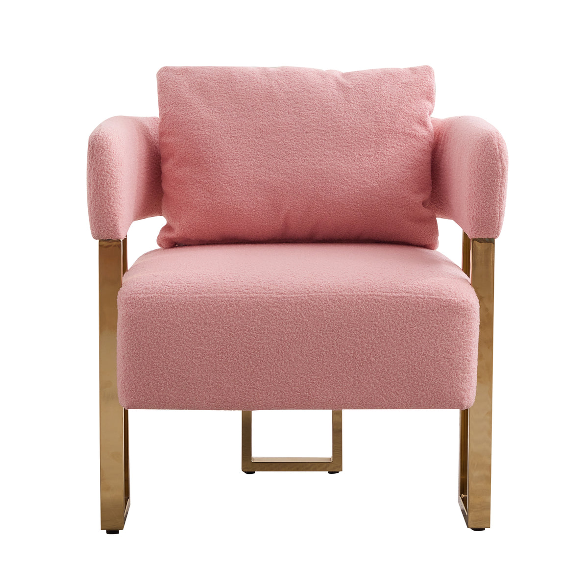 Full product view of Accent Chair Set of 2 Pink Teddy Fleece