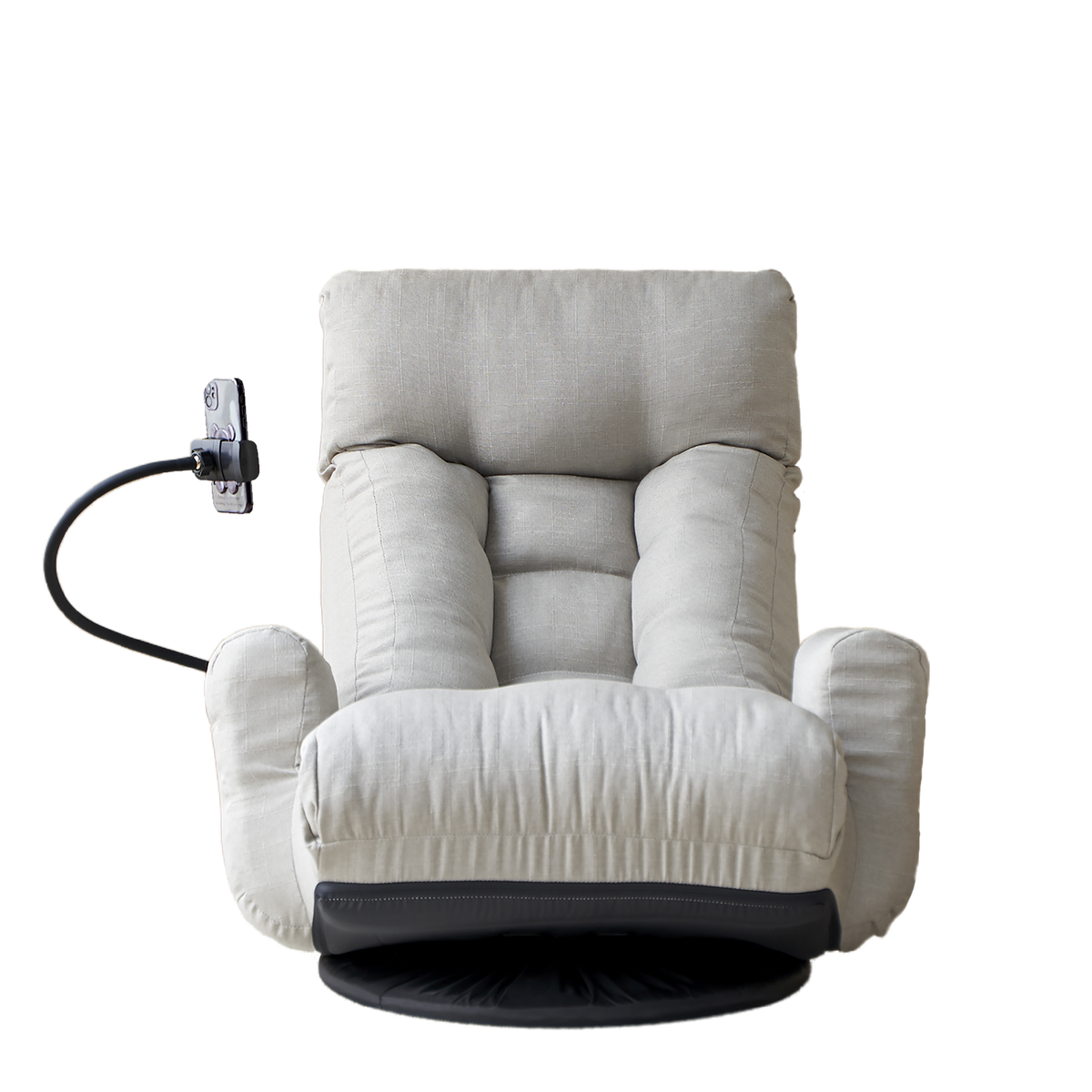 Full product view of Swivel Lounge Chair 360° Swivel & Headrest Gray Metal
