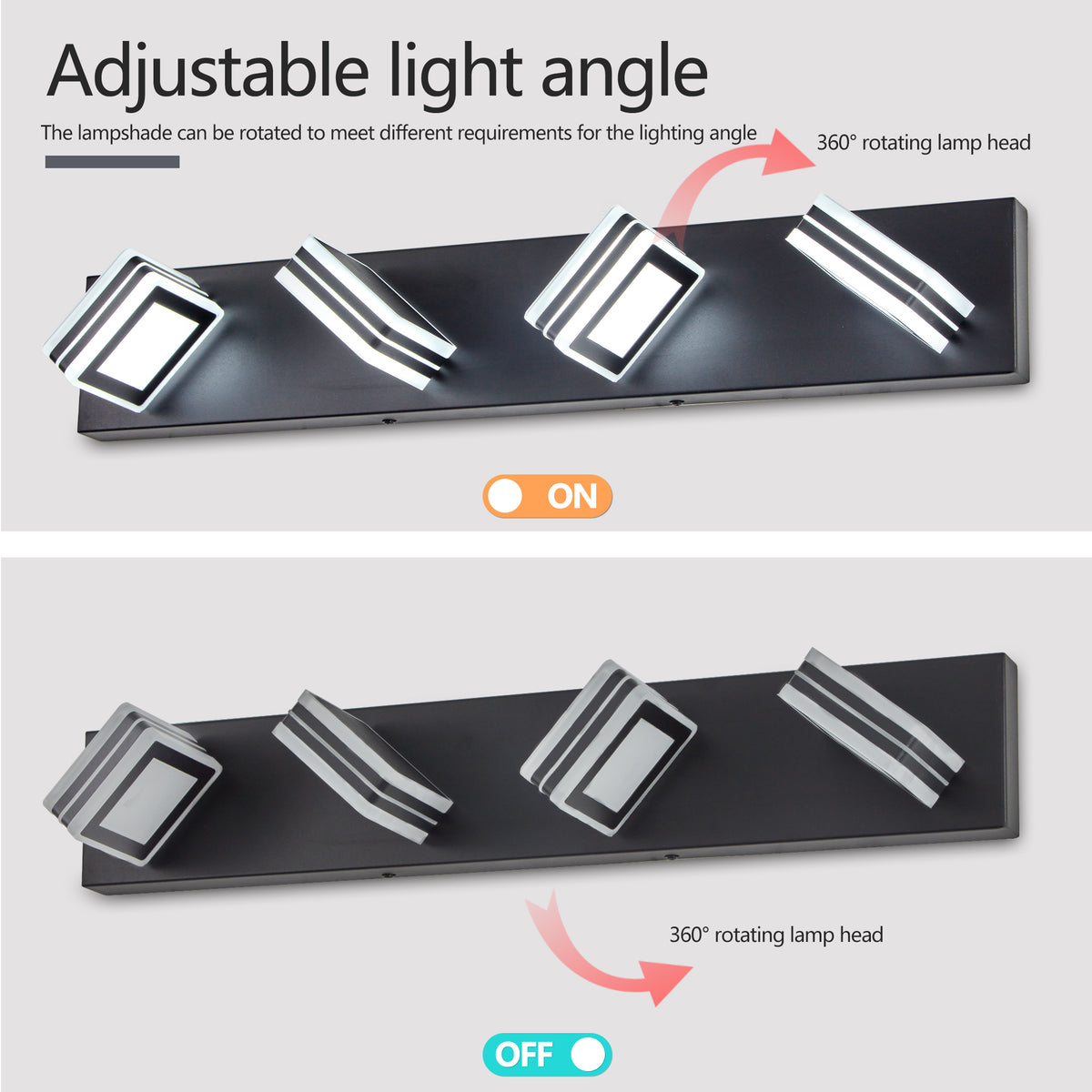 Additional product detail of Vanity Light Modern 4-Light LED Black Iron & Acrylic