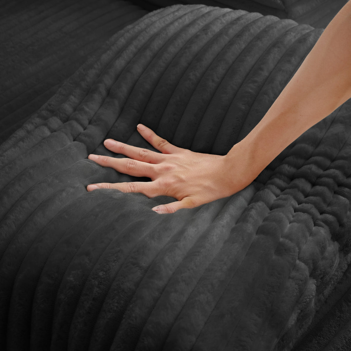 Additional product detail of Chaise Lounge Oversized Seating Black Corduroy