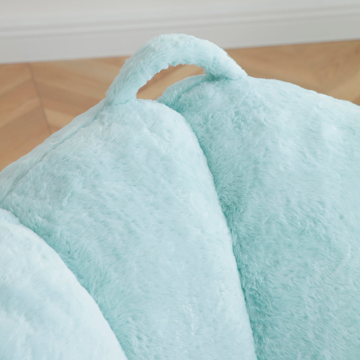 Additional view of Bean Bag Chair Footstool Included Light Blue Faux Fur