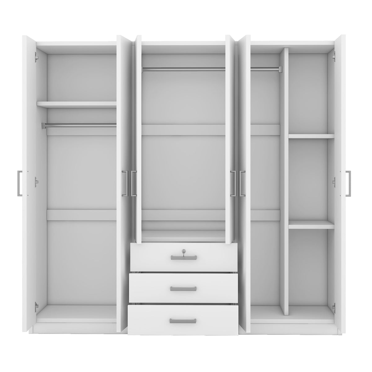 Additional product detail of Wardrobe Modern 6-Door Storage White Wood