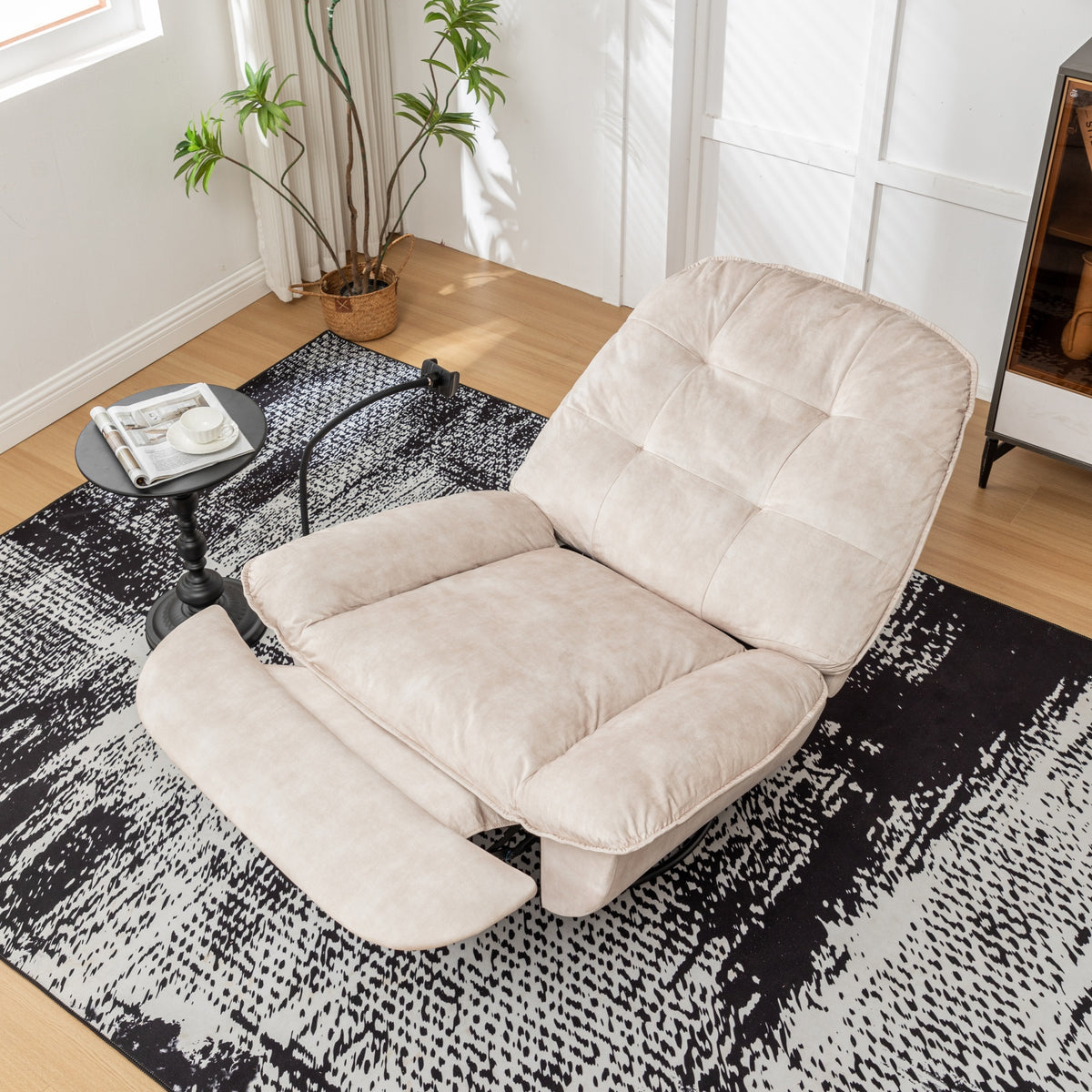 Design feature view of Lounge Chair Reclining Ivory Velvet