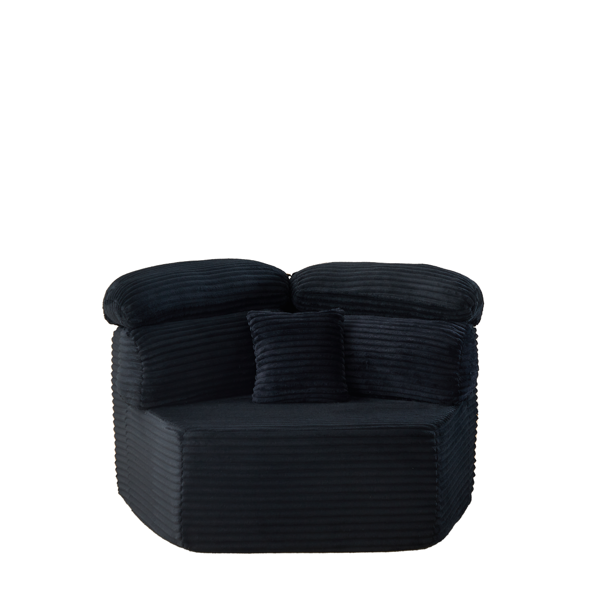 Design feature view of Lounge Chair Modern Cushioned Seating Black Corduroy 1-Seater