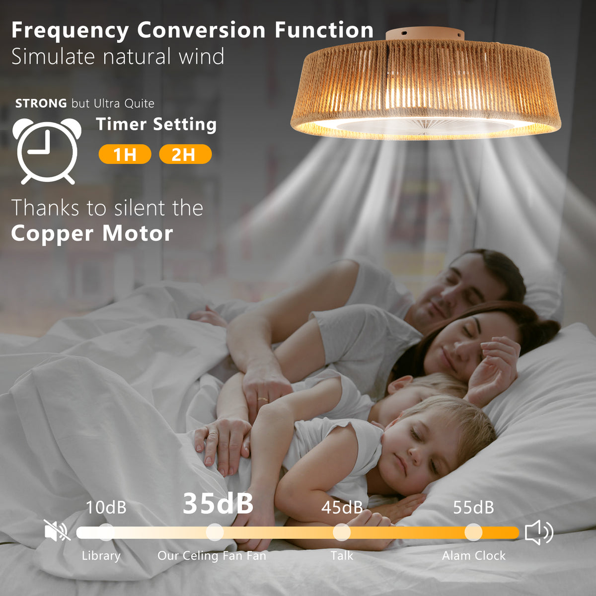 Additional view of Ceiling Fan Light Bohemian Remote Control White Iron