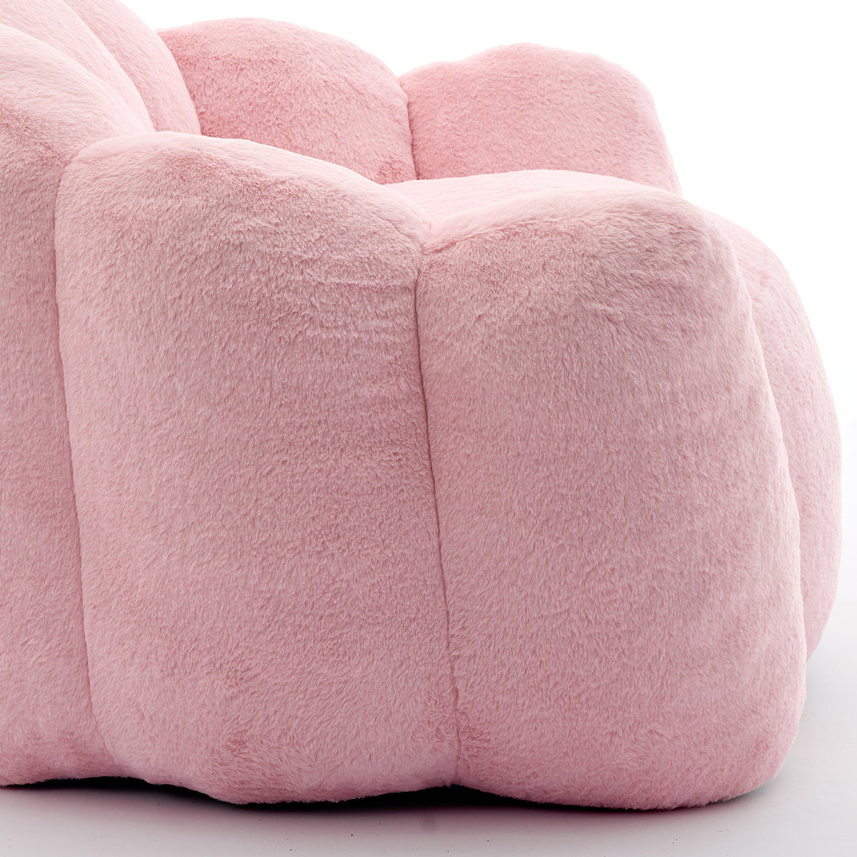 Close-up detail of Bean Bag Chair Compressed Foam Pink Faux Fur