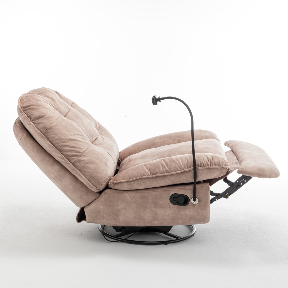 Design feature view of Lounge Chair Reclining Natural Brown Velvet