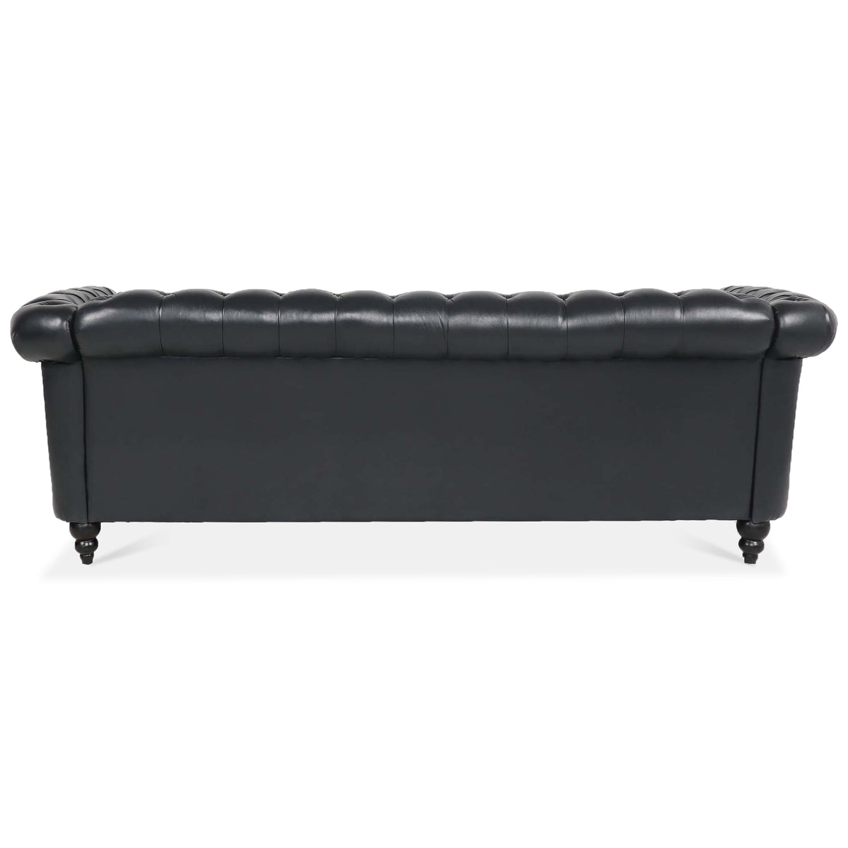 Design feature view of Sofa Chesterfield Cushioned Seating Black PU Leather 3-Seater