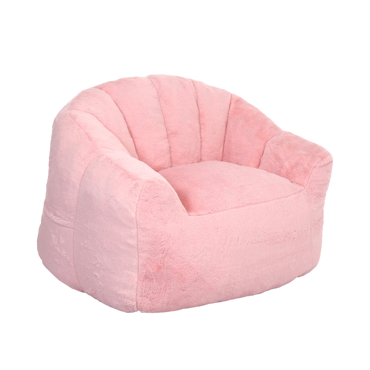 Full product view of Bean Bag Chair Oversized Seating Pink Faux Fur