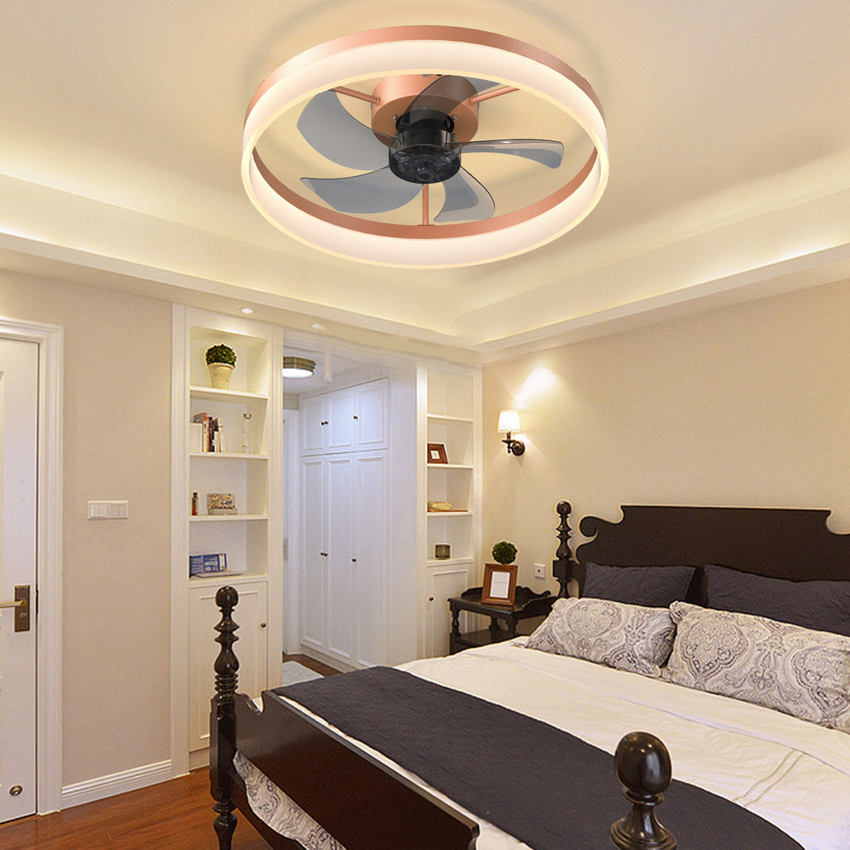 Alternate angle of Ceiling Fan Modern Dimmable LED Rose Gold ABS