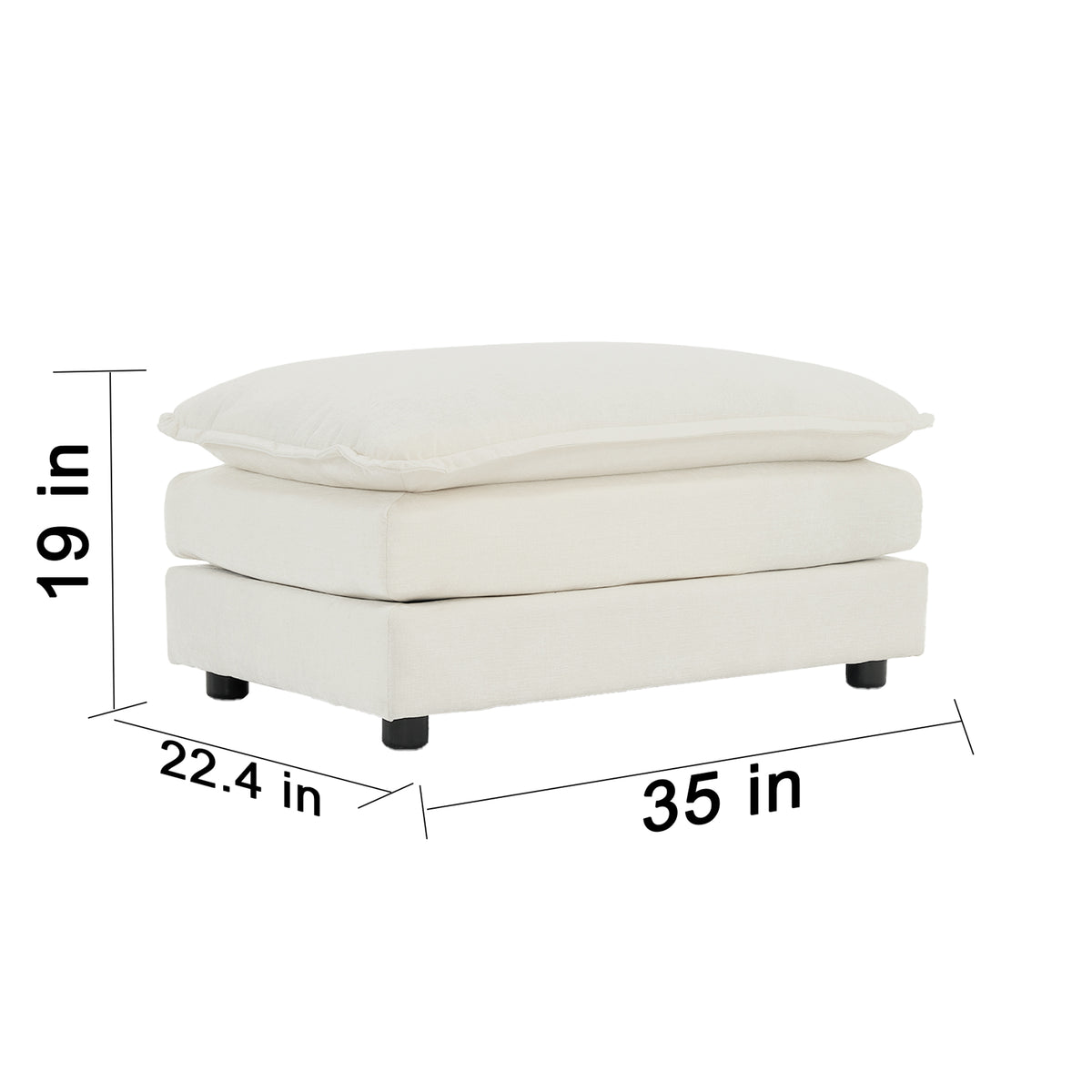 Design feature view of Ottoman Cushioned Footrest White Chenille