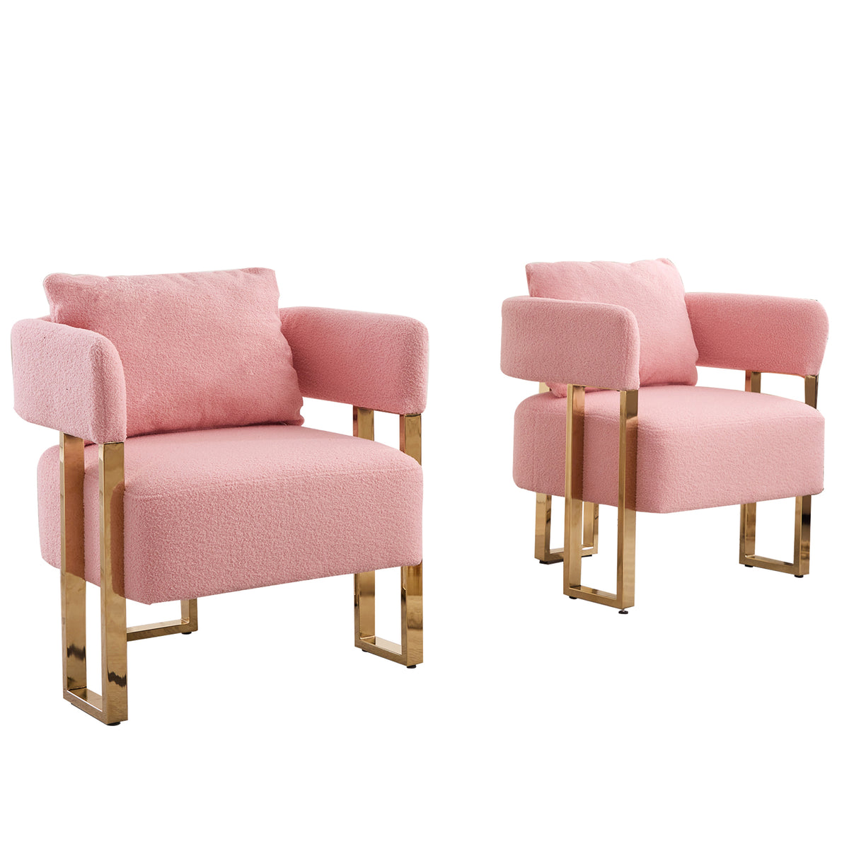 Additional product detail of Accent Chair Set of 2 Pink Teddy Fleece
