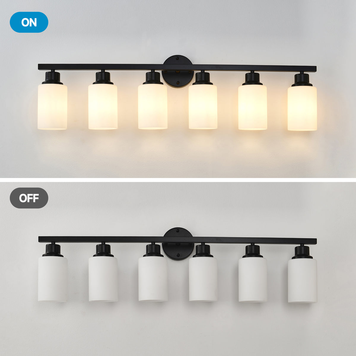 Additional product detail of Wall Light 6-Light Glass Shades Matte Black Glass
