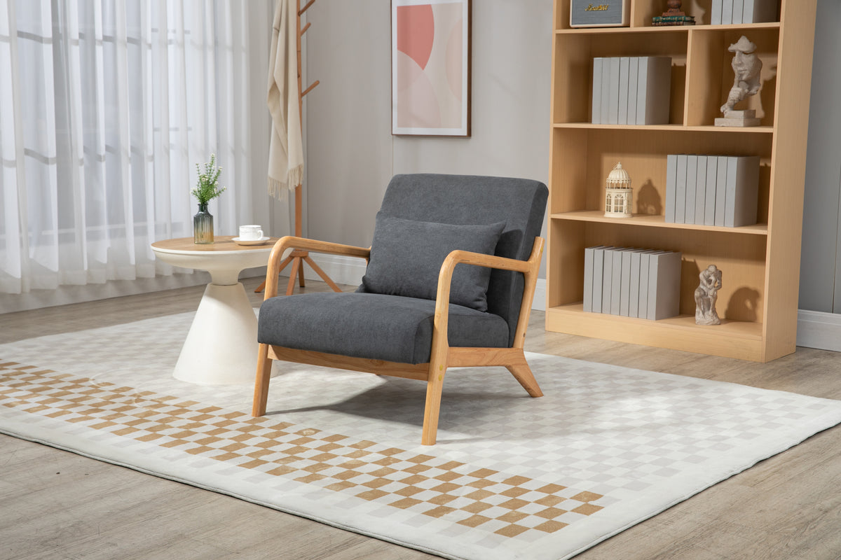 Full product view of Accent Chair Waist Cushion Antique Gray Wood