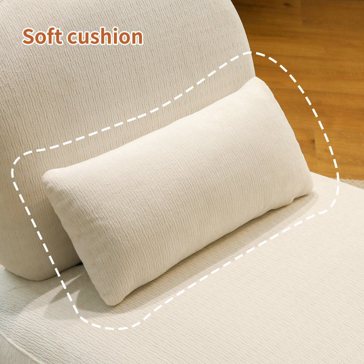 Close-up detail of Accent Chair Cushioned Seating White Fabric