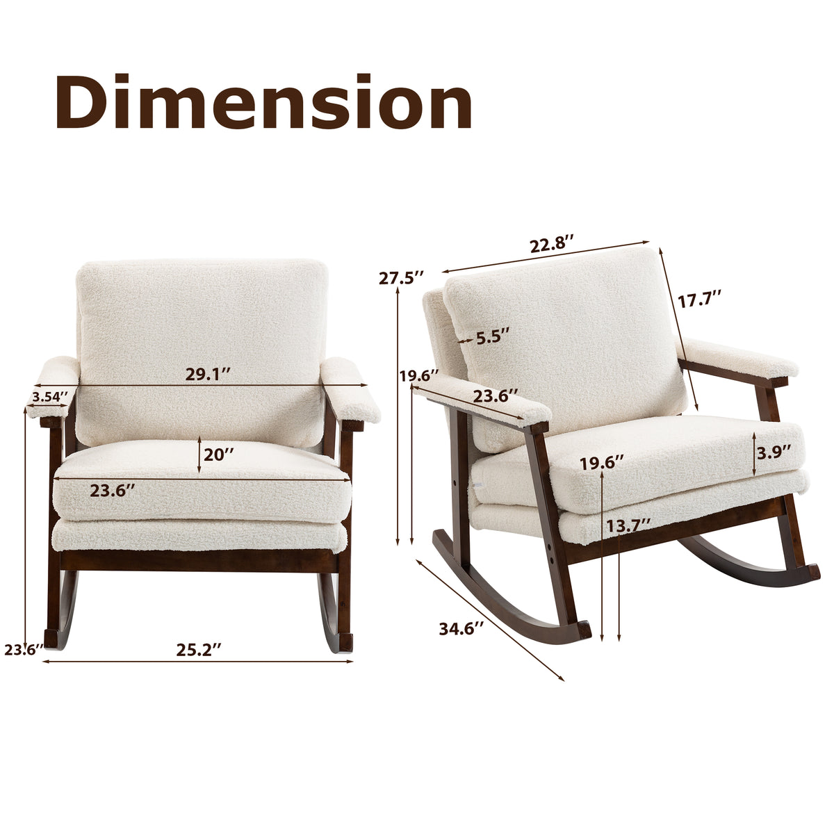 Additional view of Rocking Chair Rocking Wood Frame Antique White Wood
