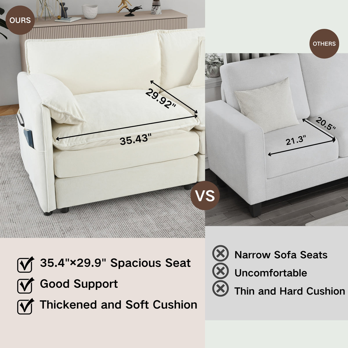Additional view of Sectional Sofa Modular Sectional Beige Chenille