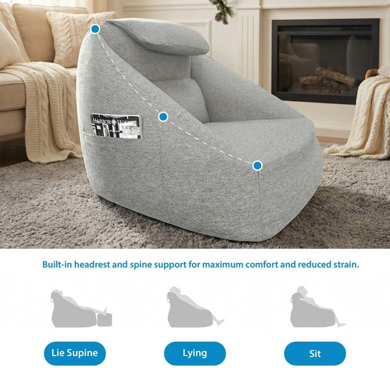 Alternate angle of Inflatable Sofa Electric Inflation Ash Gray Polyester