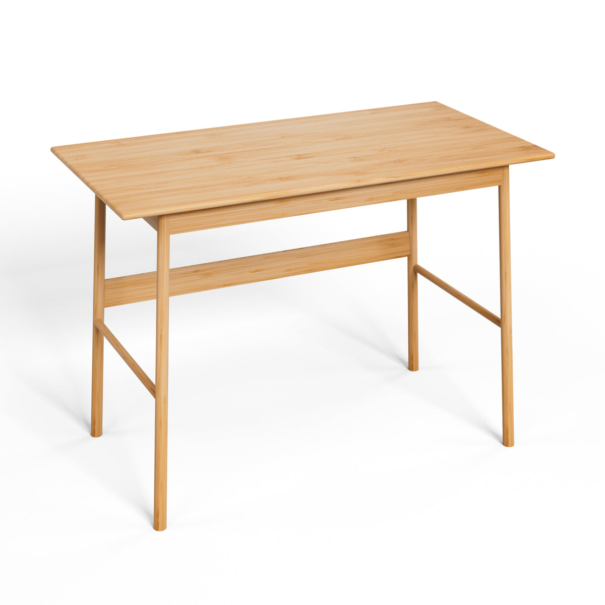 Alternate angle of Computer Desk Home Office Workstation Light Natural Bamboo
